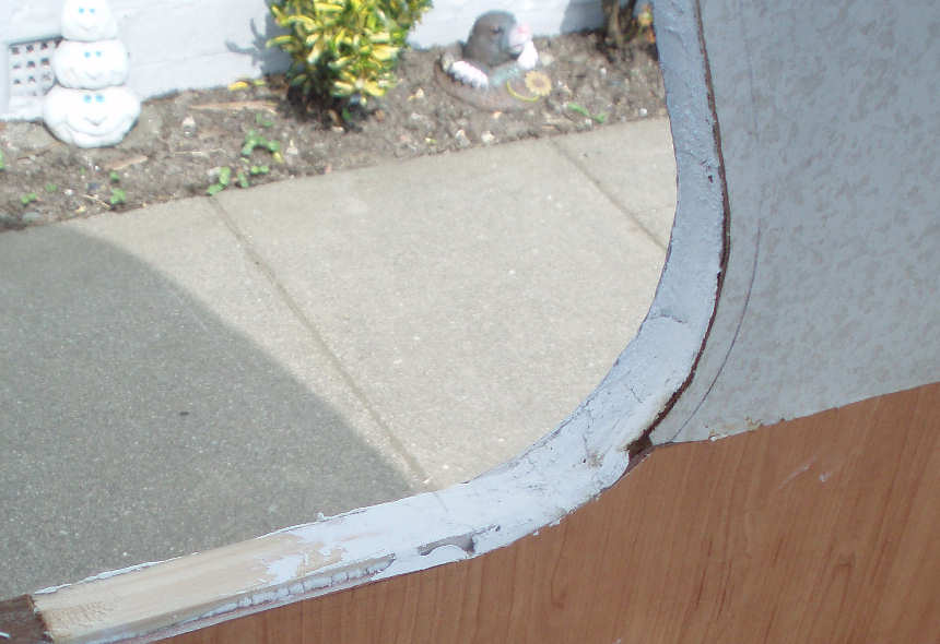 Window frame after polyfilla